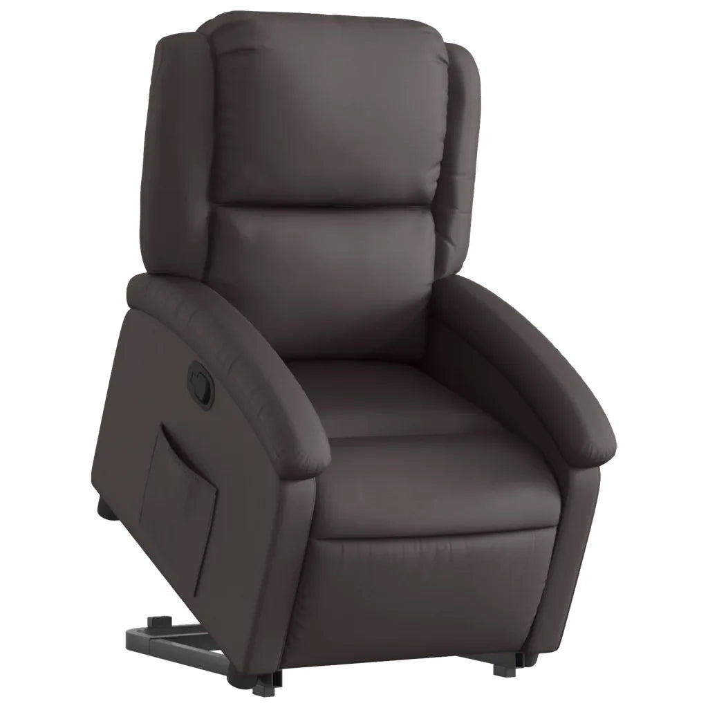 Poltrona Alzapersona Reclinabile Marrone Scuro in Vera Pellecod mxl 109645