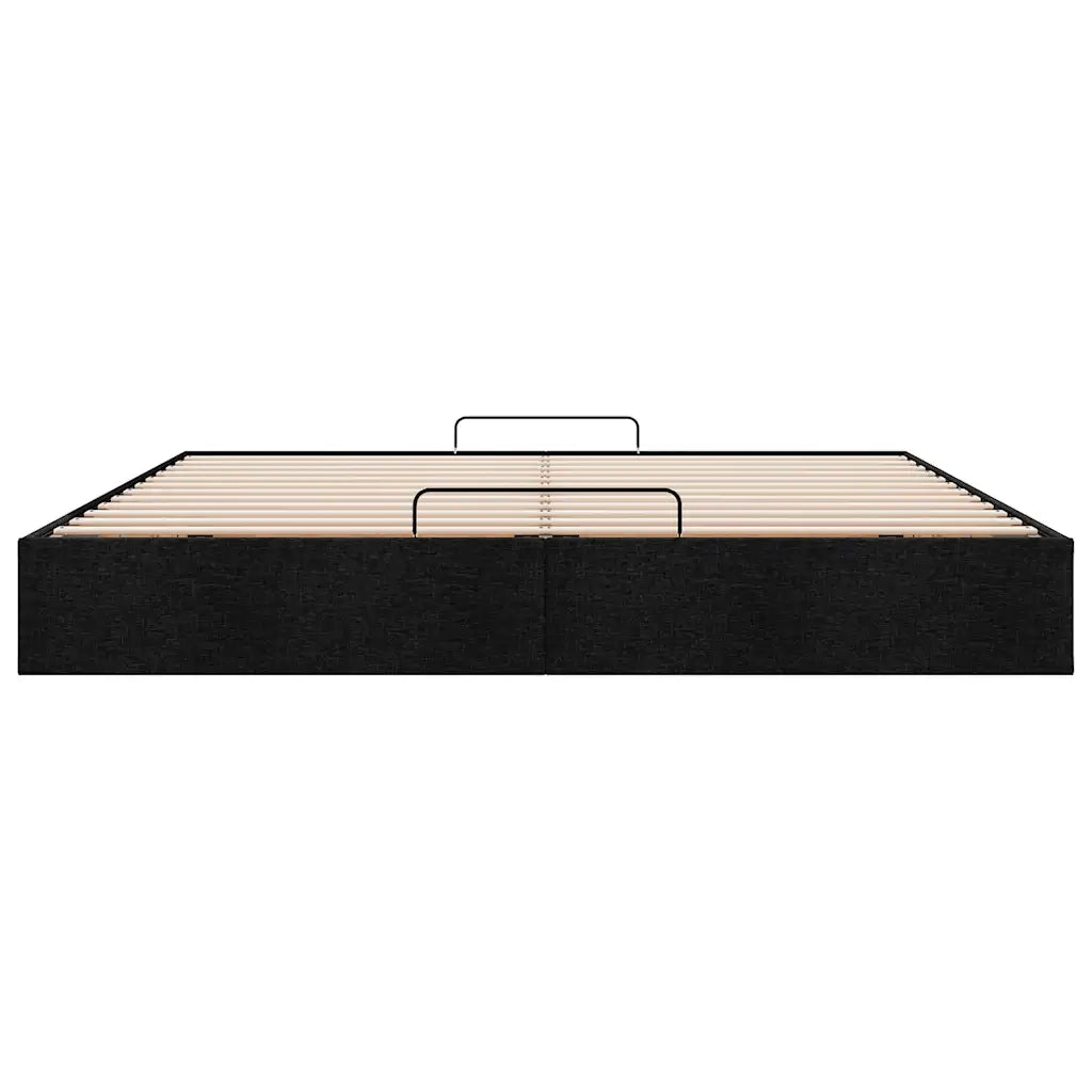 Struttura Letto Pouf senza Materasso Nero 160x200 cm in Tessuto