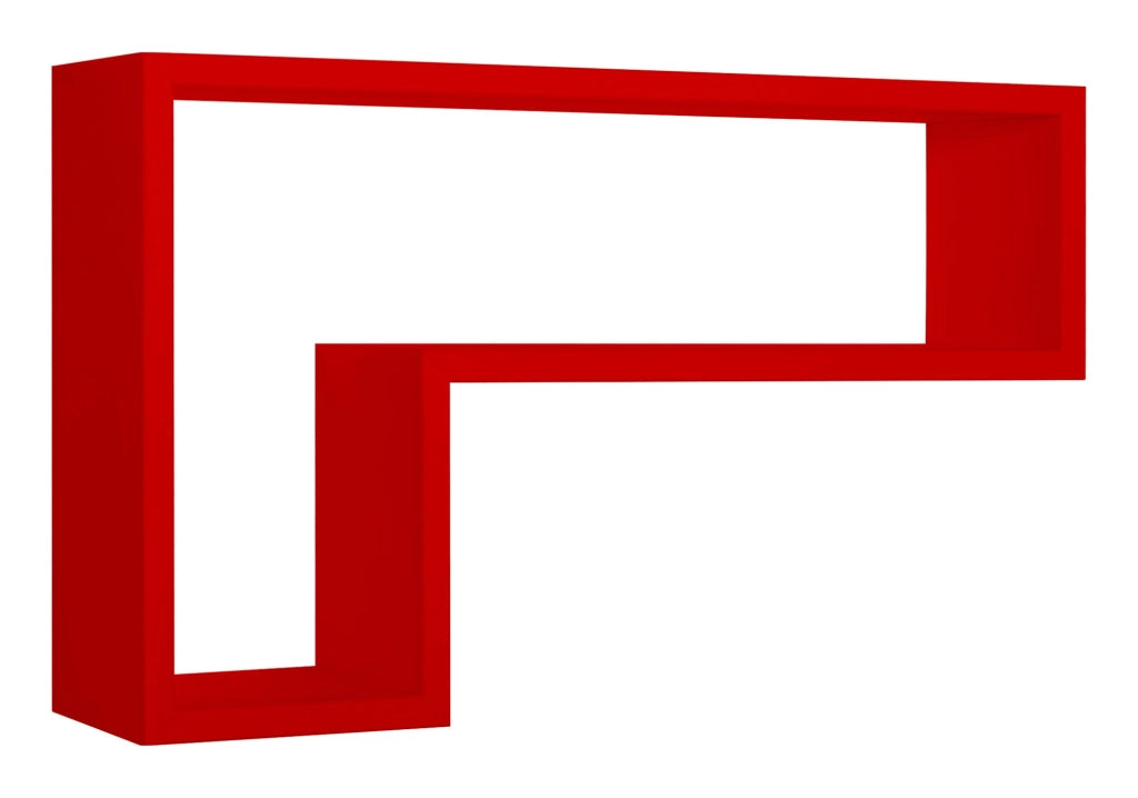 Mensola da Parete a Forma di L 61x37x15,5 cm in Fibra di Legno Lettera Rosso