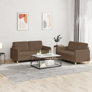 Set di Divani 2 pz con Cuscini Marrone in Tessuto 3202089