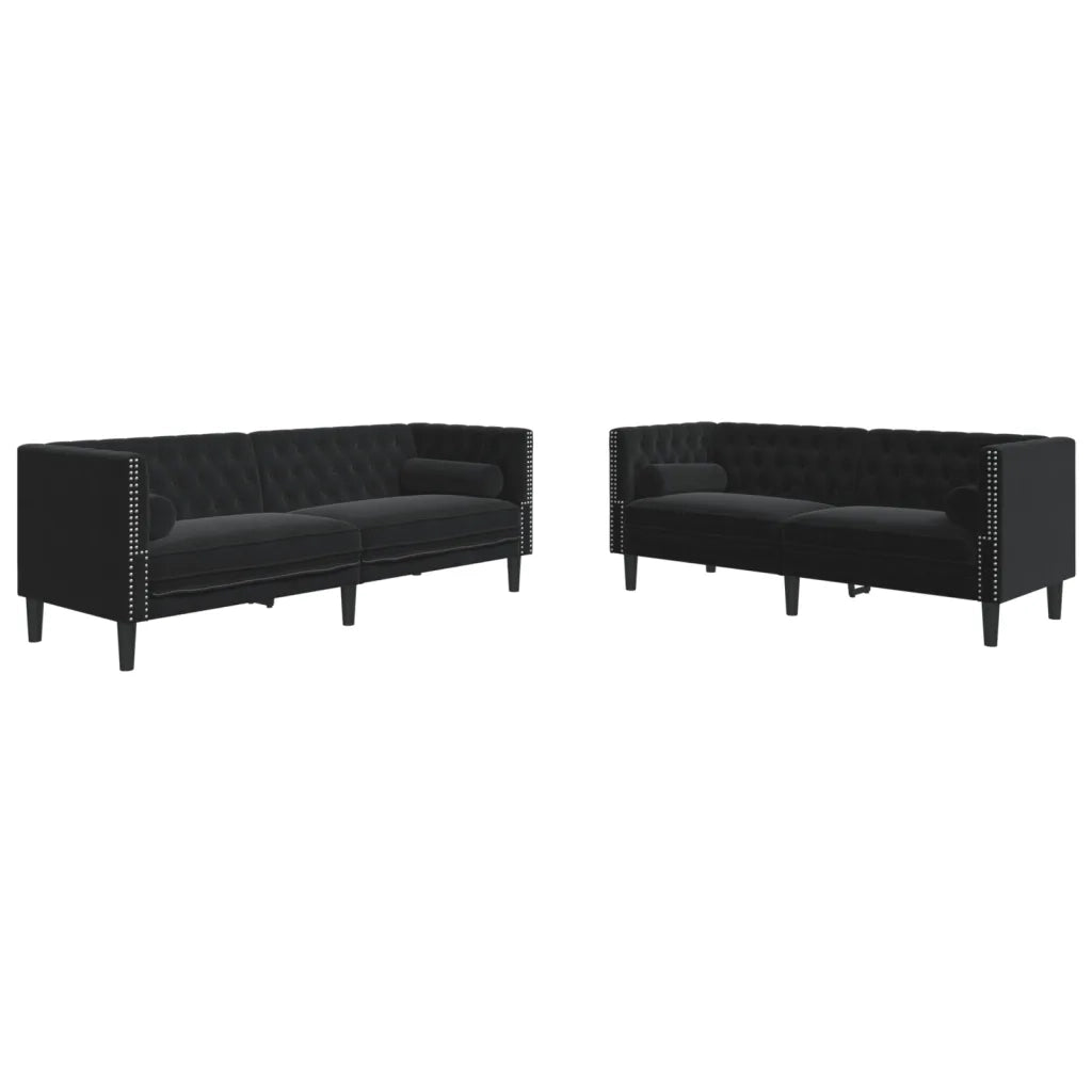 Set Divani Chesterfield 2pz con Cuscini Nero Velluto 3209296