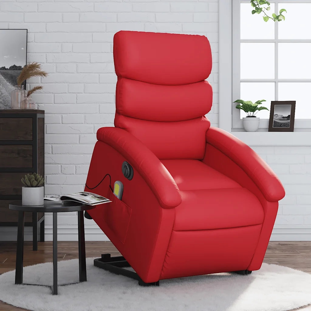 Poltrona Alzapersona Reclinabile Elettrica Rossa in Similpelle 3204066