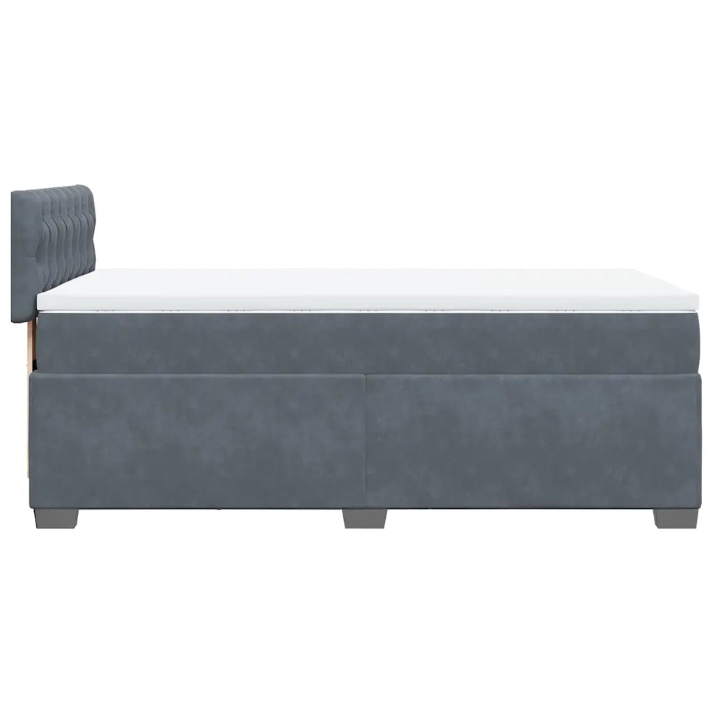 Giroletto a Molle con Materasso Grigio Scuro 80x200 cm Velluto