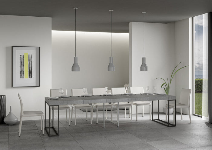 Consolle Allungabile 90-300x40x77 cm in Nobilitato Grigio