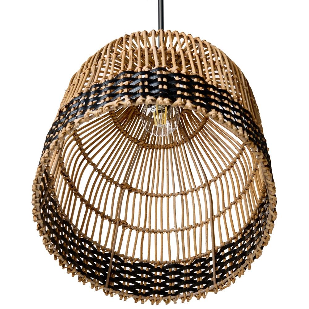 Lampada a sospensione in rattan naturale con struttura in ferro Lampadario in stile boho intrecciata a mano Illuminazione