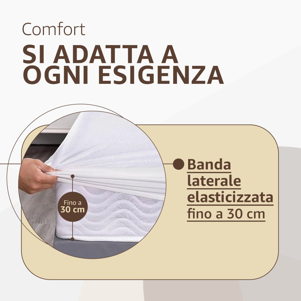 SONIT - Coprimaterasso Impermeabile - Cerata Letto - Copri Materasso Antiacaro Anallergico - Anti Macchia e Umidità Misura: SINGOLO 90X190