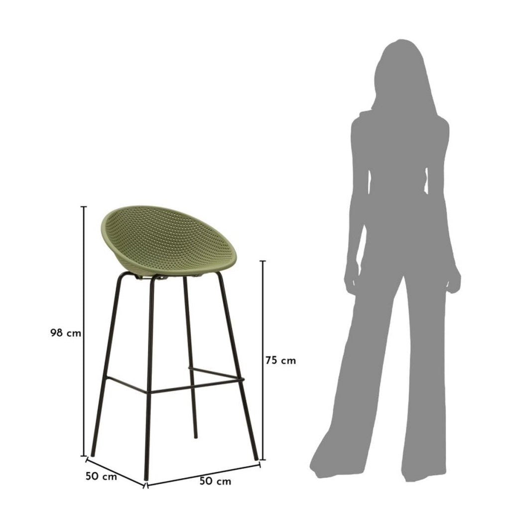 Set di 2 Sgabelli Alti VKH1089, Verde, Metallo, 50x50x98 cm