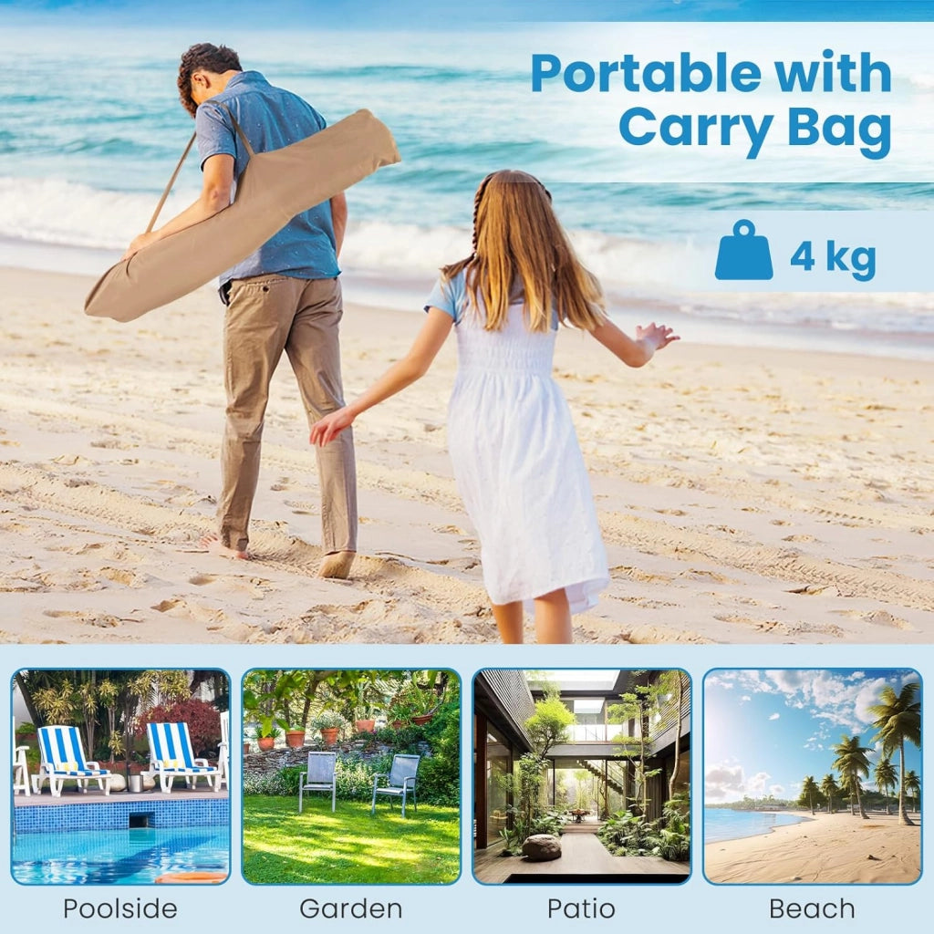Ombrellone in stile hawaiano, 218 cm di altezza, con borsa per il trasporto e piede pieghevole, ombrellone esotico in paglia simulata di riso pieghevole per giardino, balcone, senza Base