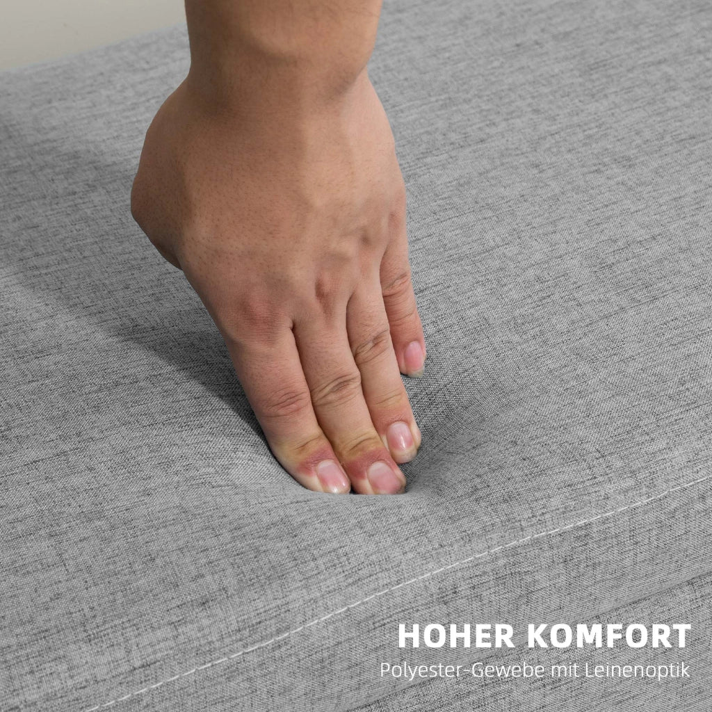 Panca contenitore imbottita con vano portaoggetti e seduta morbida in poliestere grigio 110 × 39 × 45 cm
