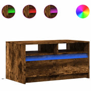 Tavolino da salotto | Tavolino da caff¨¨ | Tavolino da Soggiorno con Luci LED Rovere Fumo in Truciolato