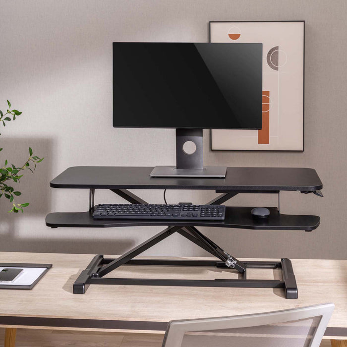 Alzata per monitor 95x40cm con porta tastiera, regolabile, Supporto di rialzo per computer