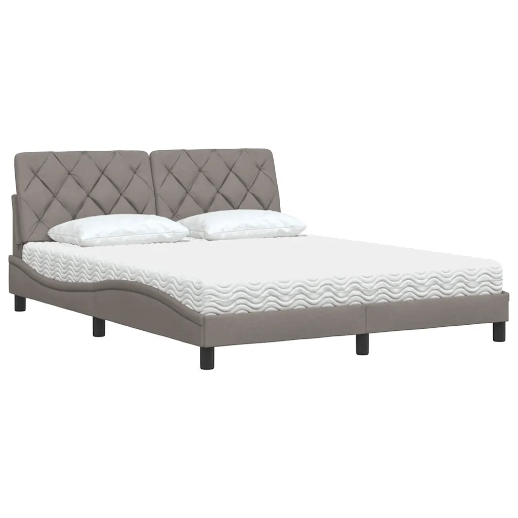 Letto con Materasso Tortora 160x200 cm in Tessuto 3310752