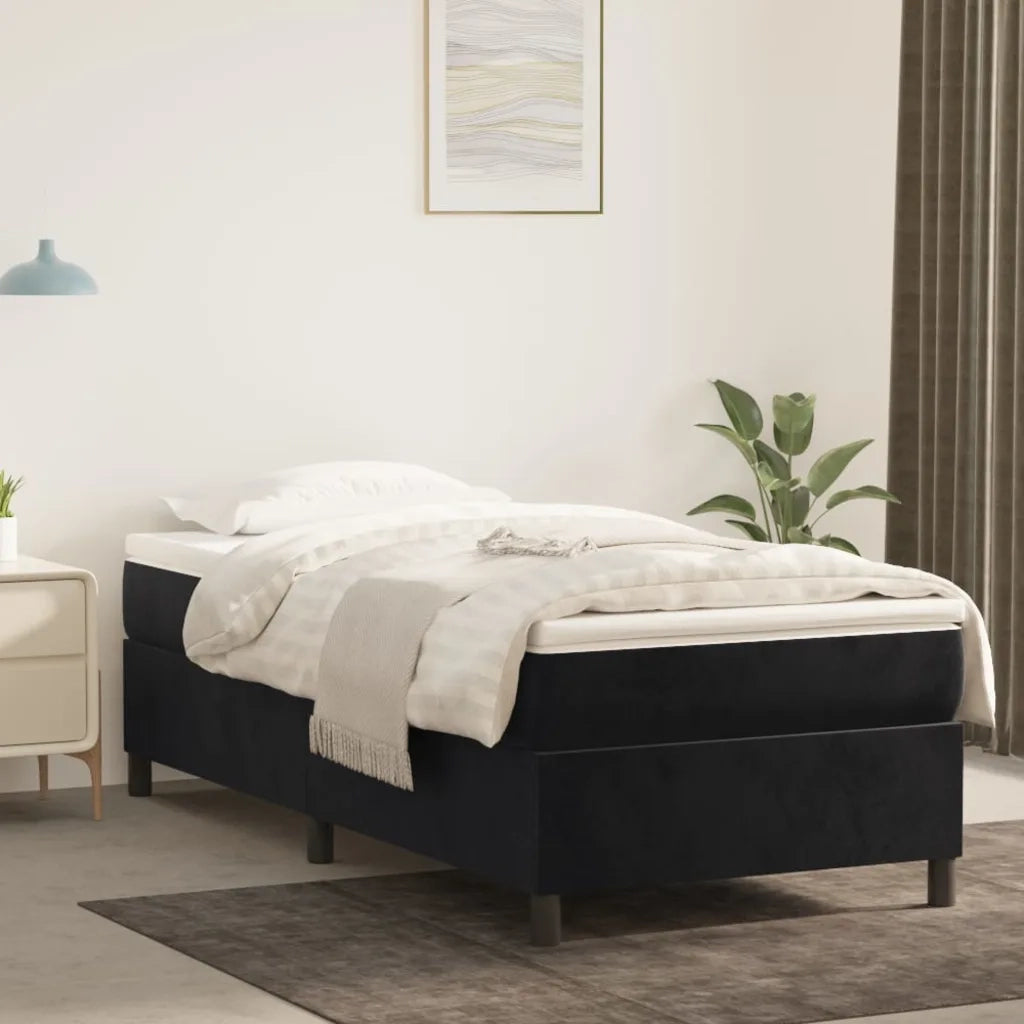 Giroletto a Molle con Materasso Nero 90x190 cm in Velluto cod mxl 76367