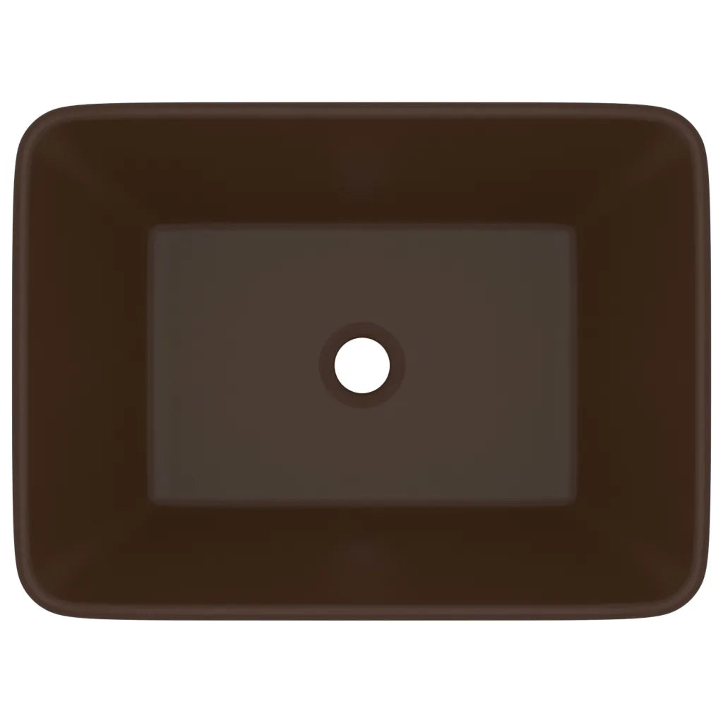 Lavandino Luxury Marrone Scuro Opaco 41x30x12 cm in Ceramica cod mxl 51165