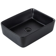 Lavabo da appoggio in ceramica nera lucida 490 x 380 mm Lavello da bagno rettangolare