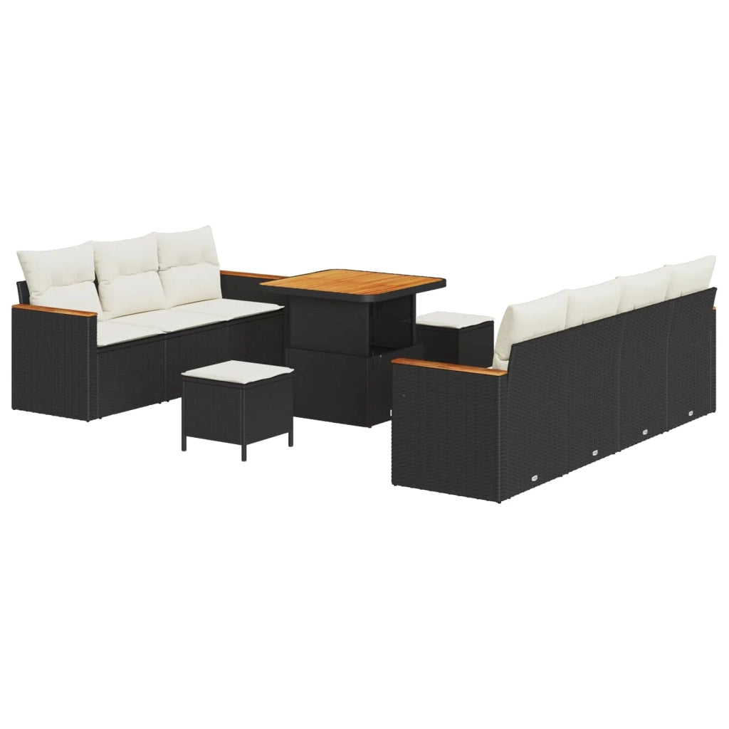 Set Divano da Giardino 10 pcs Nero polyrattan 3362875