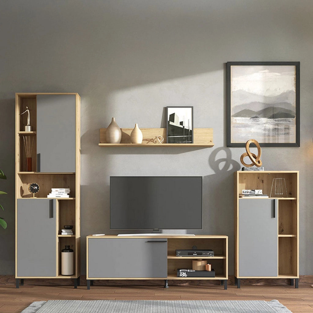 Mobile Soggiorno Civitate, Parete Attrezzata Modulabile, 279x38x192.5h cm Nero Antracite