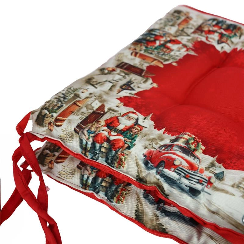 SET 2 CUSCINI NATALIZI DA SEDUTA DIMENSIONI 40X40 - COLORE ROSSO