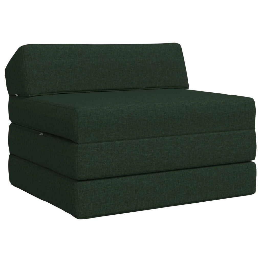 Divano Letto Pieghevole Verde Scuro 200 x 70 x 10 cm Tessuto