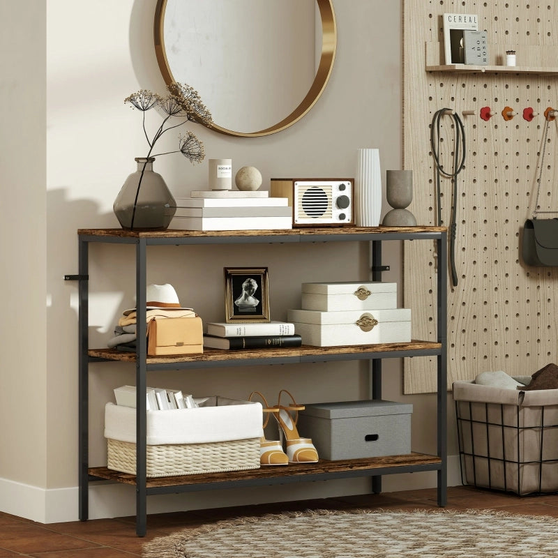 TAVOLO CONSOLLE 101x35x80 cm Legno Marrone Rustico, 3 ripiani