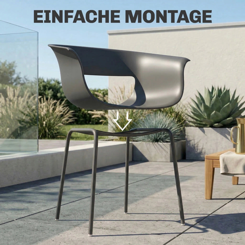 Sedie da giardino ergonomiche 4 pezzi con braccioli ¨C zephmum ¨C design intagliato resistente alle intemperie grigio scuro