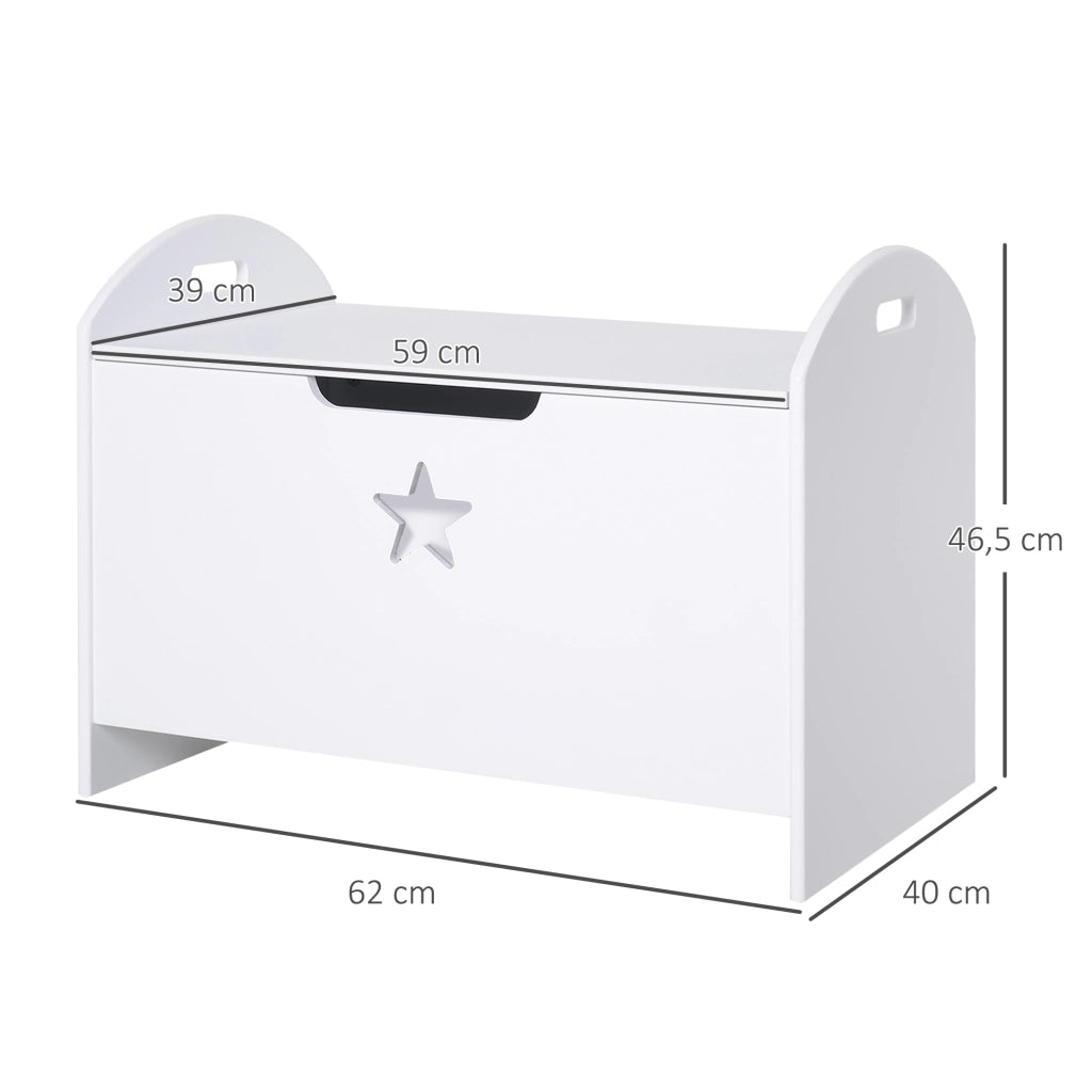 Baulino per bambini con coperchio di sicurezza ¨C zephmum ¨C 62x40x46,5 cm bianco