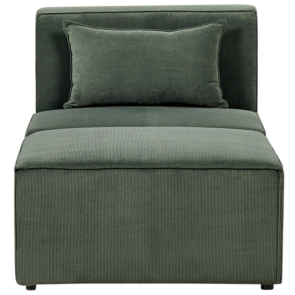 Chaise Lounge imbottita in velluto a coste verde scuro a due pezzi design moderno salotto soggiorno