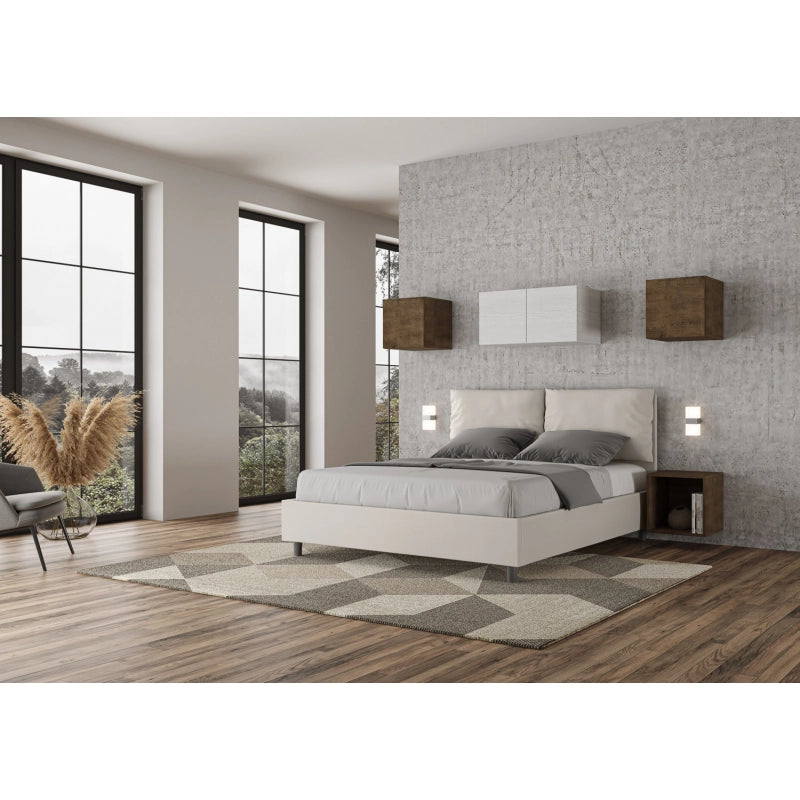 Letto imbottito Matrimoniale 160x190 cm tessuto Labirinto Antea - Contenitore,Giallo