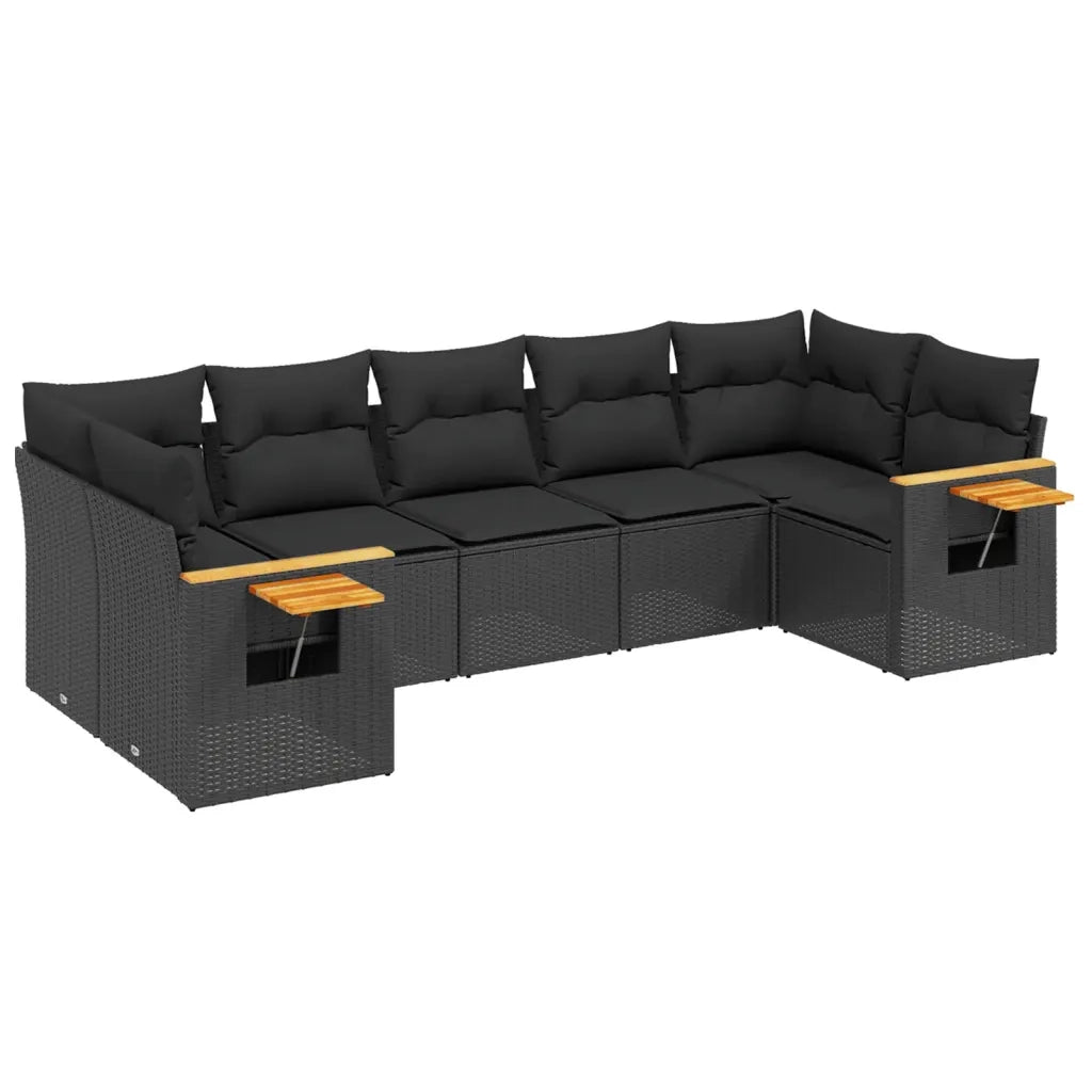 Set Divani da Giardino con Cuscini 7pz Nero Polyrattancod mxl 114561