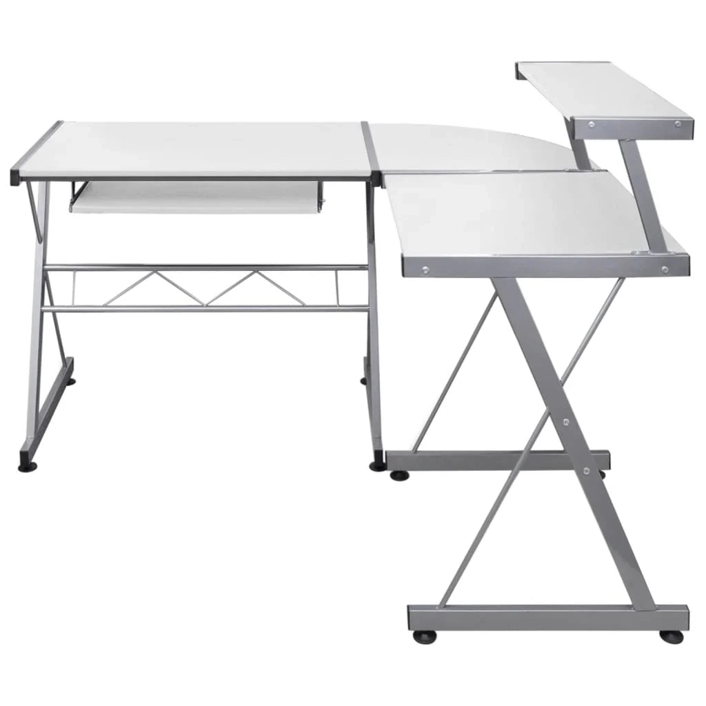 Scrivania angolare postazione computer scrivania studio computer 132 x 112 x 99 cm legno ingegnerizzato bianco 02_0023730