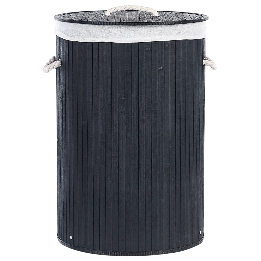 Cestino portaoggetti in bambù nero con coperchio Cestino per biancheria Accessori pratici lavanderia bucato