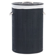Cestino portaoggetti in bambù nero con coperchio Cestino per biancheria Accessori pratici lavanderia bucato