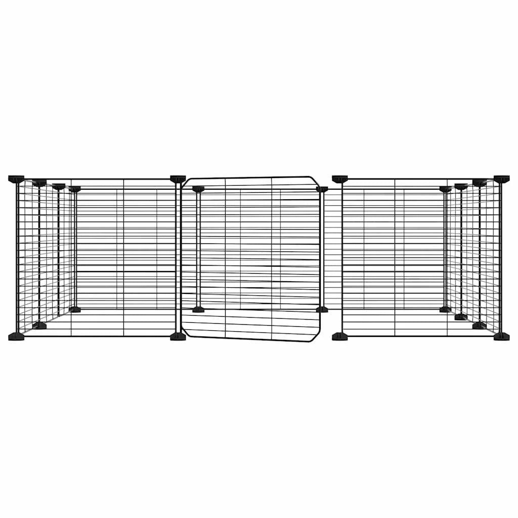 Gabbia per animali domestici a 12 pannelli con porta 35 x 35 cm nera 02_0041559