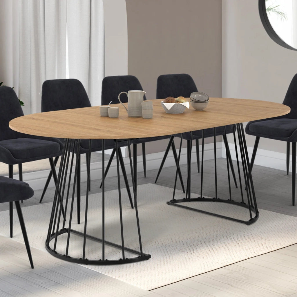 IDMarket - YUNA tavolo da pranzo rotondo allungabile 4-10 persone legno e nero 110 - 200 cm