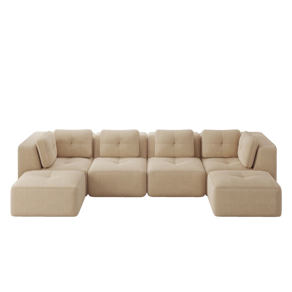 Divano Angolare Modulare con Ottomane ¨C Xylo ¨C Beige, Tessuto, Chaise Longue