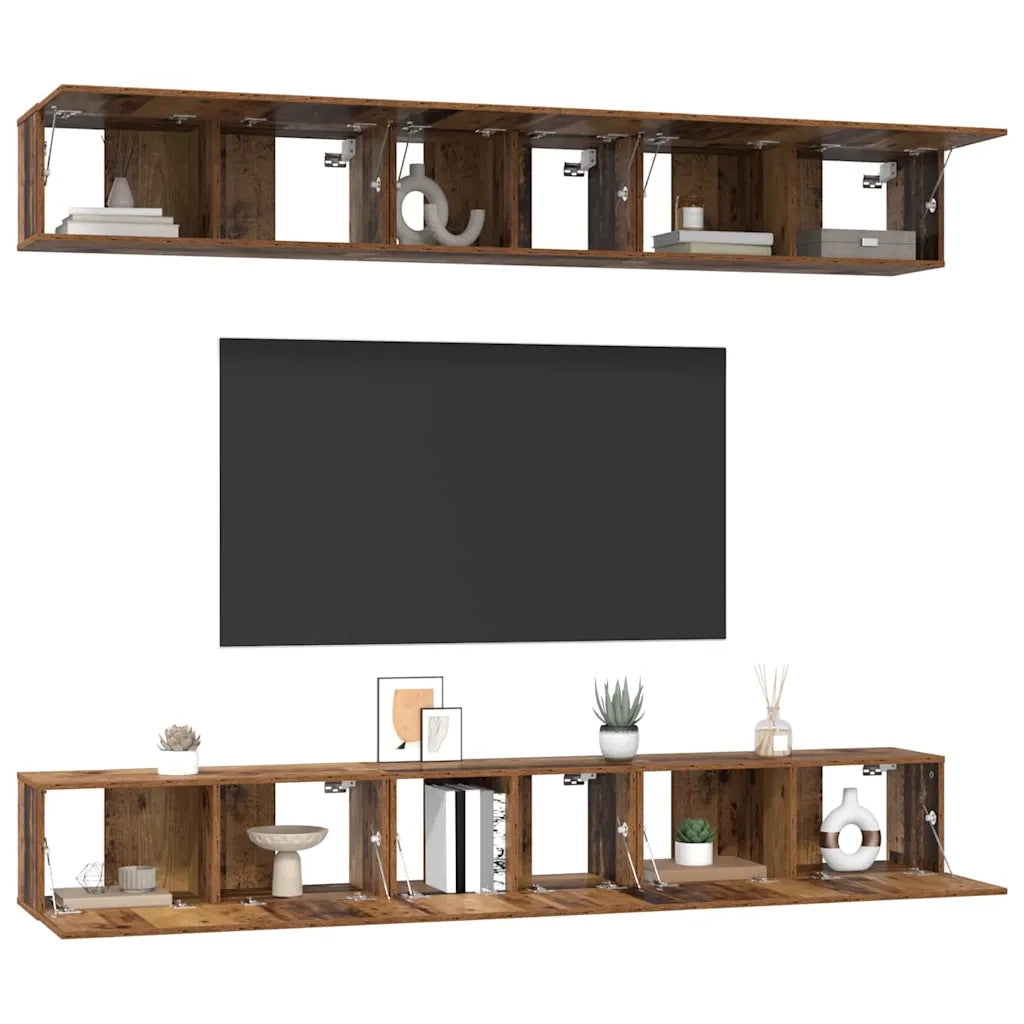 vidaXL Set mobile TV 6 pcs Legno vecchio 80 x 30 x 30 cm