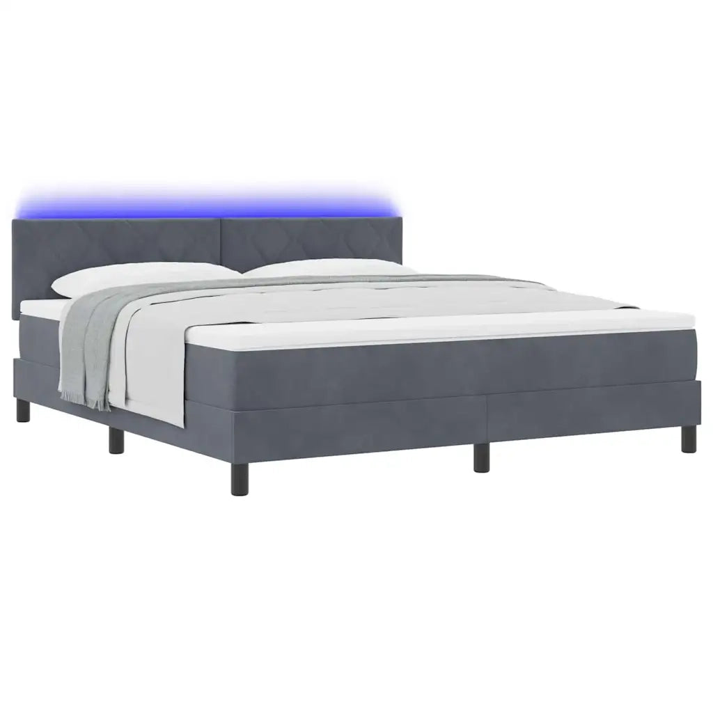 Letto a Sorgente LED con led Grigio scuro 180 x 200 cm Velluto 3342735