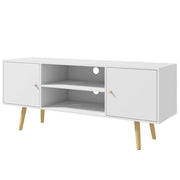 Mobile TV 55" max con 2 Armadietti e 2 Ripiani Aperti 120x34x50 cm in Legno e Truciolato Bianco