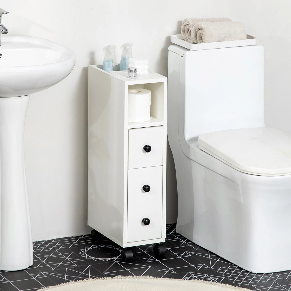 Mobile Bagno con Ruote ¨C Zephmum ¨C Bianco 18x30x68,5 cm