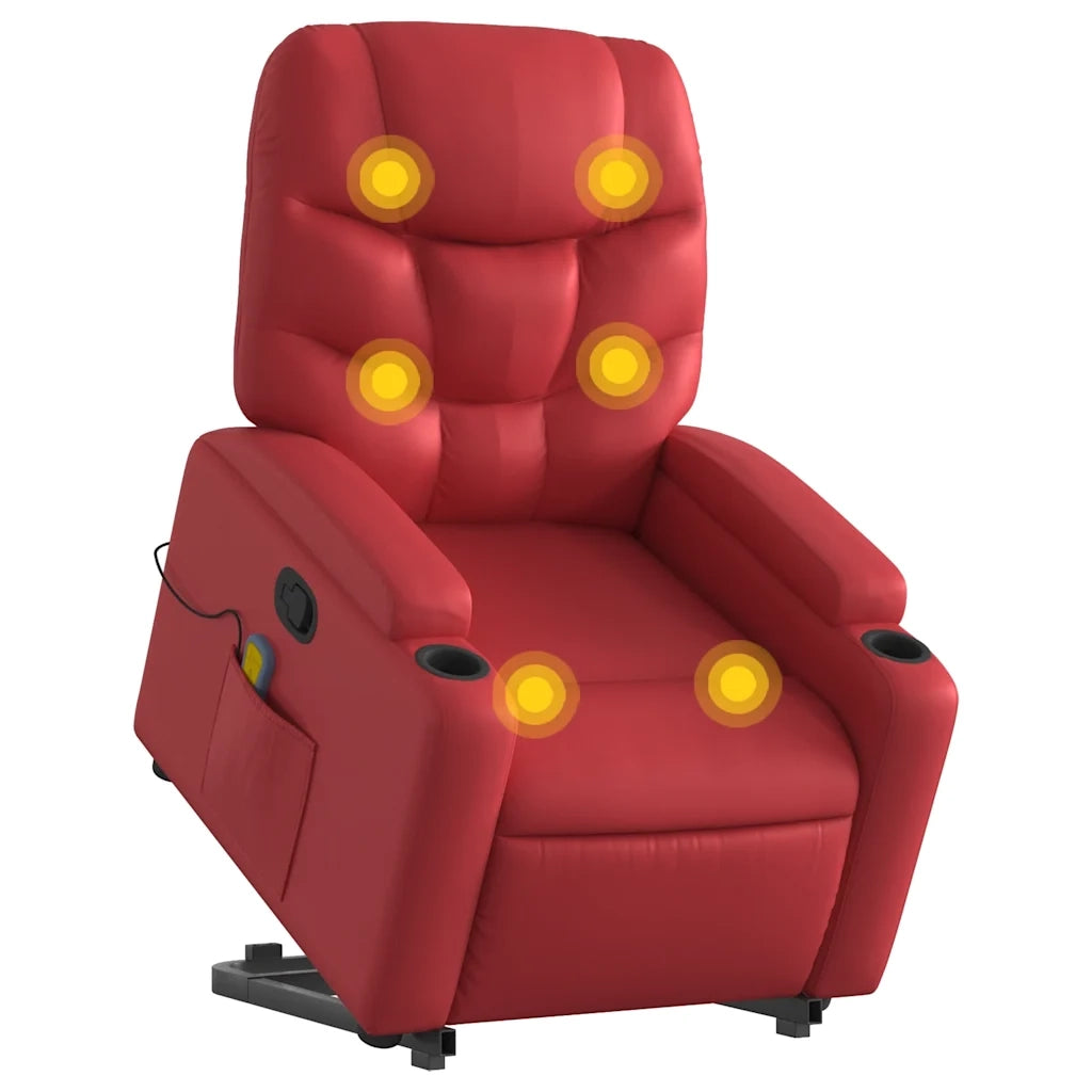 Poltrona | Sedia Relax Alzapersona Reclinabile Massaggio Rosso in Similpelle