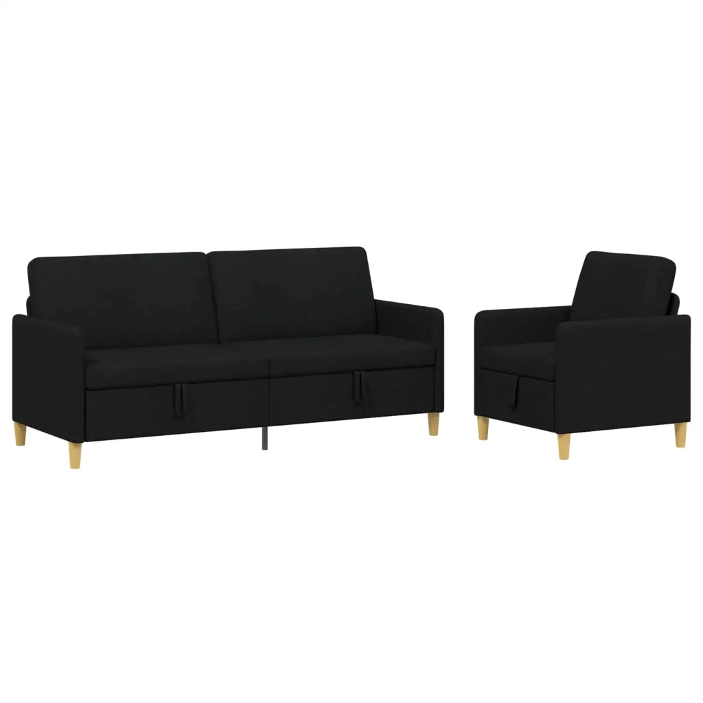 Set di Divani con Storage 2 pcs Nero Poliestere 3429234