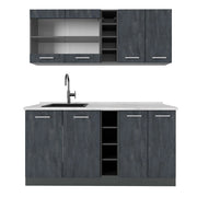 Vicco Cucina completa Calcestruzzo nero/antracite 160 cm PL Marmo