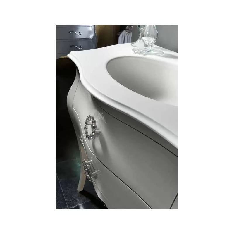 Mobile bagno 3 cassetti laccato acqua marina madreperla misura l.118 p.55 h.82