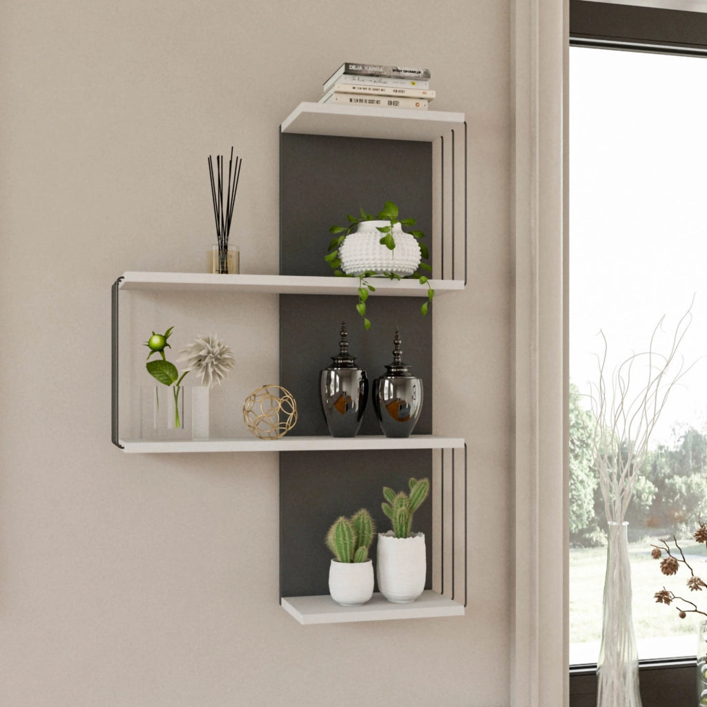 Mensola da parete in legno "Cambel" - 64 x 19 x 96 cm - Bianco