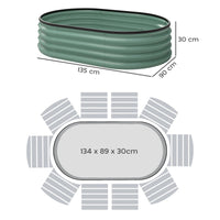 Set di 2 Aiuole Rialzate 135x90x30 cm con Bordo in Gomma e Design Modulare in Metallo Galvanizzato Verde