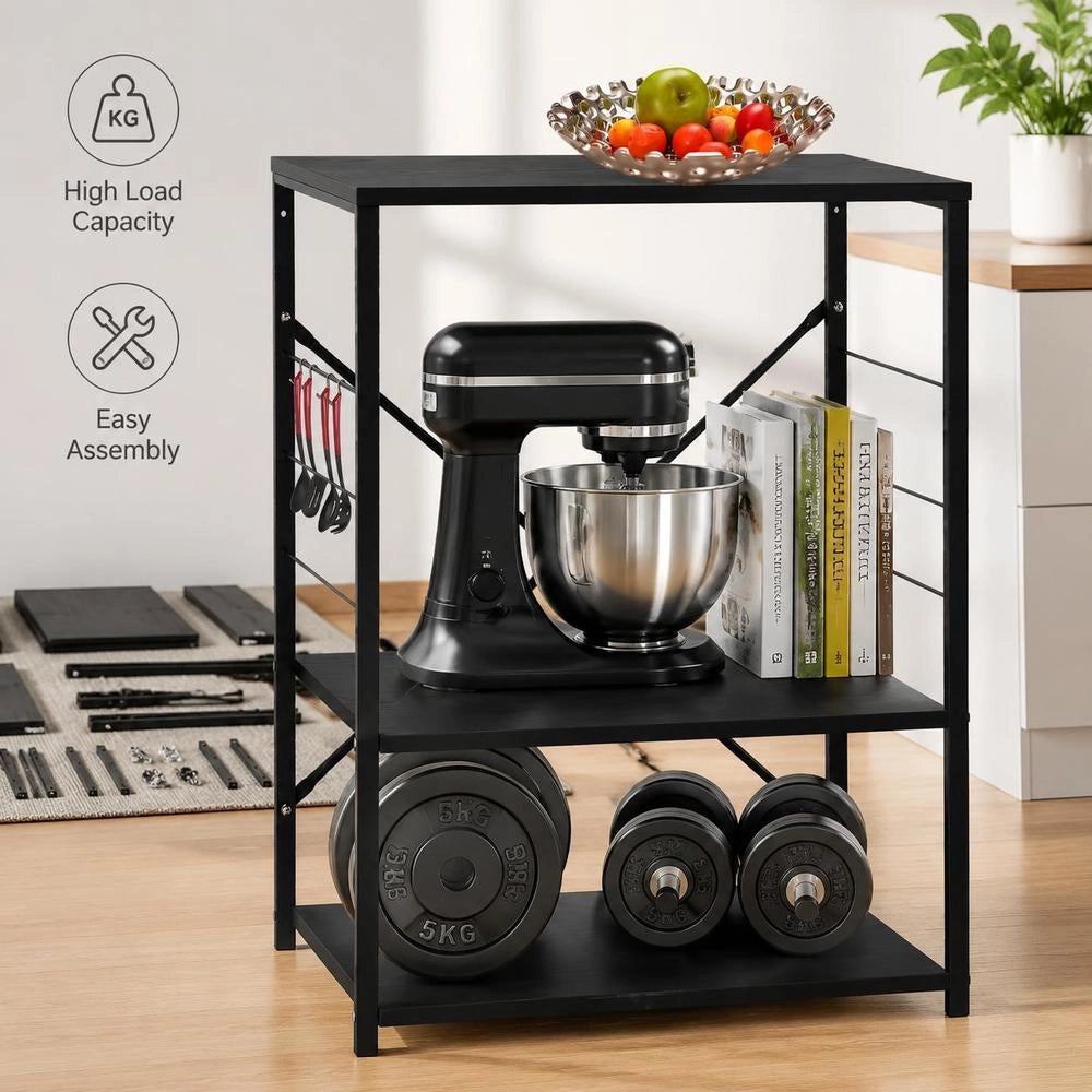Microwave Shelf, Black, 60x39.6x79.5 Cm, Wood-based Material