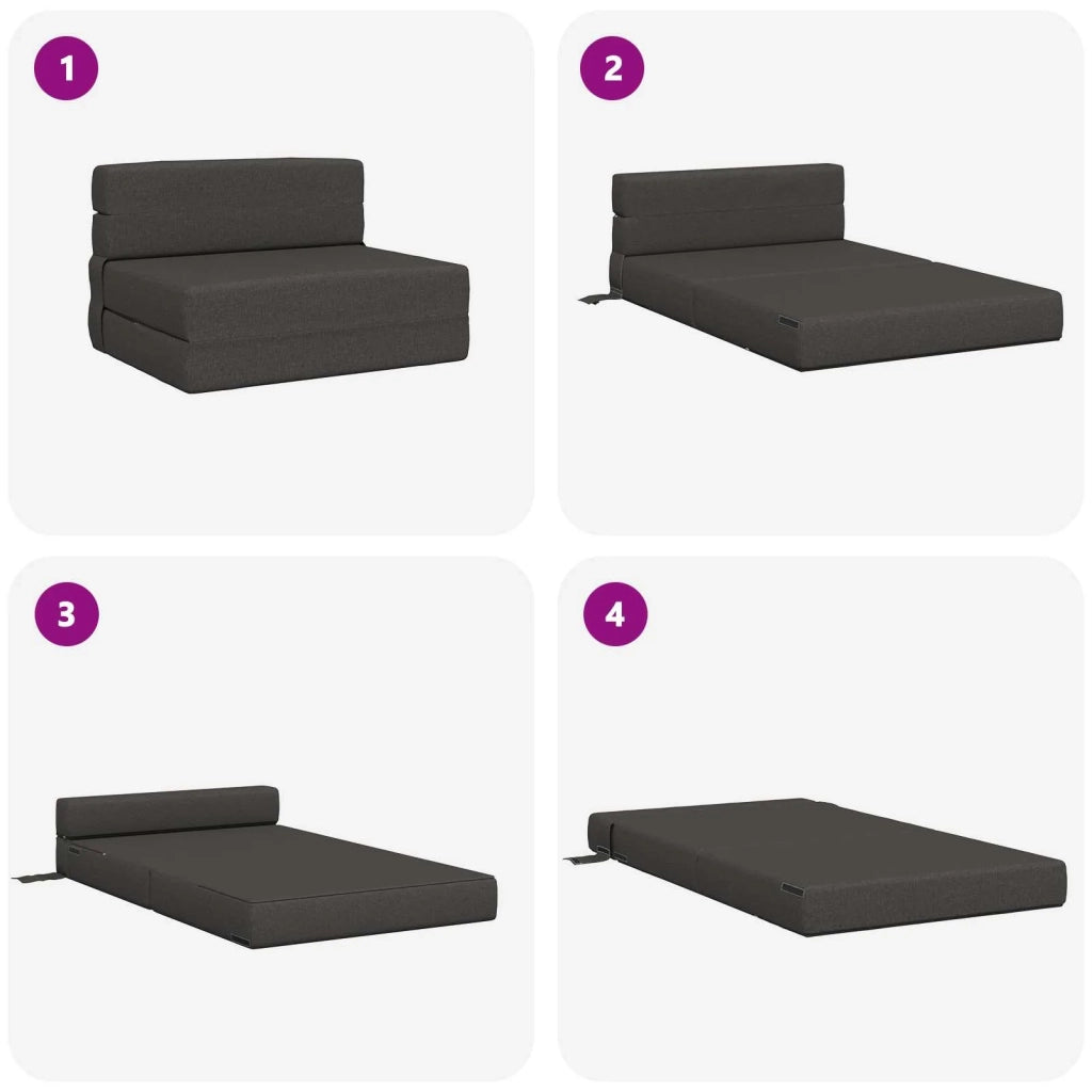 Divano Letto Pieghevole Grigio Scuro 70 x 80 x 60 cm Tessuto
