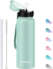 Fusto d'acqua in acciaio inossidabile 1,2L/40oz con maniglia, termos 1,2 litri per acqua calda, fusti d'acqua in acciaio doppio strato, fusti d'acqua isolati, fusto d'acqua ermetico per acqua fredda per adulti con coperchio chiusura.