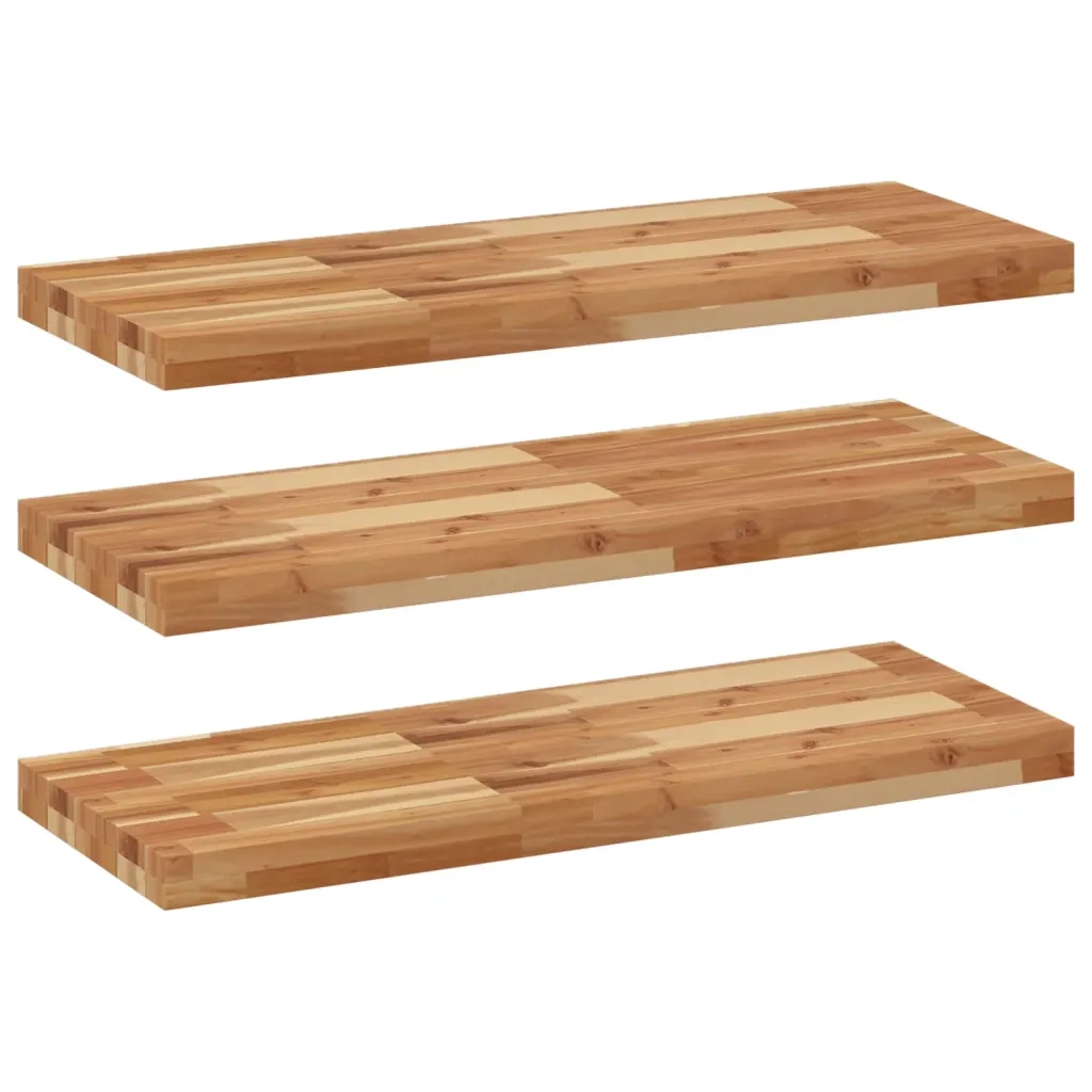 3 pz Mensole da Parete | Scaffali a Parete | Ripiano a parete 80x30x4 cm Legno Acacia Rifinito a Olio