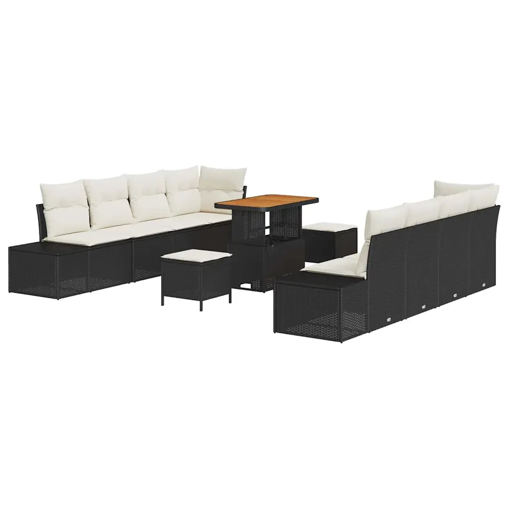 Set Divano da Giardino con cuscino 11 pcs Nero polyrattan 3362760